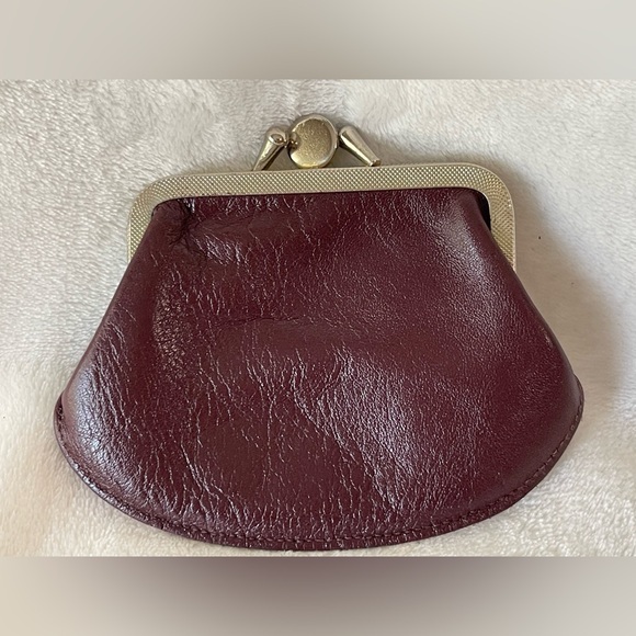 Handbags - Vintage genuine leather kiss lock 2 side purse wallet burgundy, wine, color